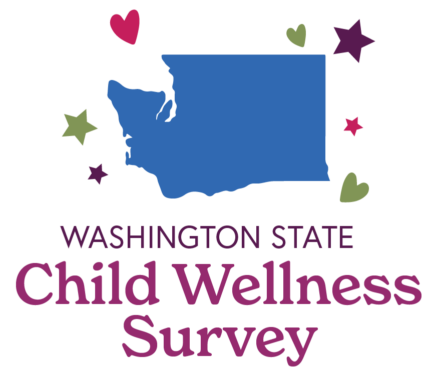 An image of the State of Washington above text stating "WASHINGTON STATE Child Wellness Survey"